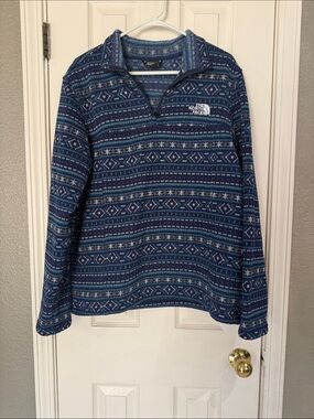 The North Face Men's Tsillan 1/4 Zip Sweatshirt - Navy Fair Isle size Large